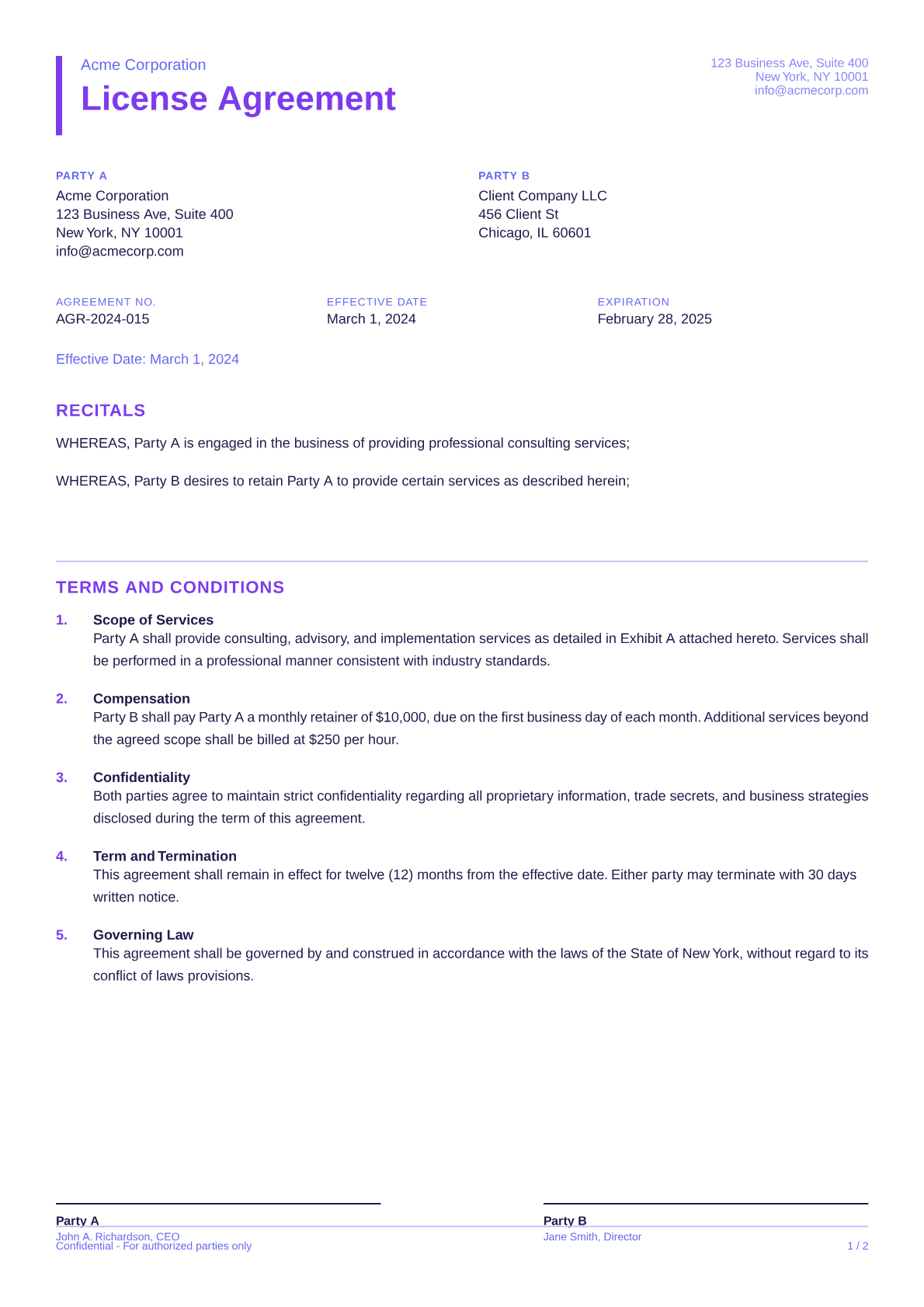 License Agreement - Bold theme