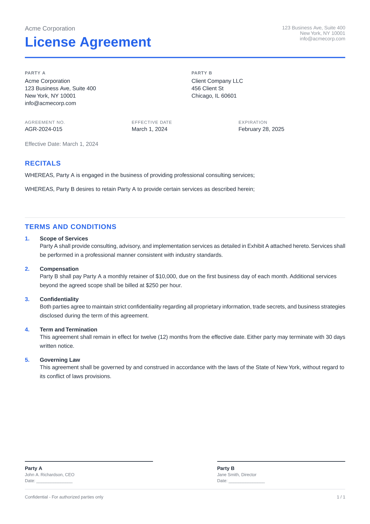 License Agreement - Clean theme