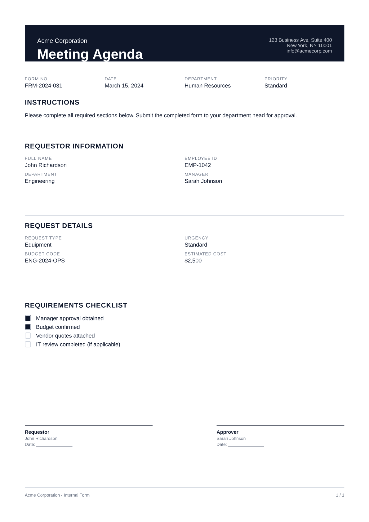 Meeting Agenda - Professional theme