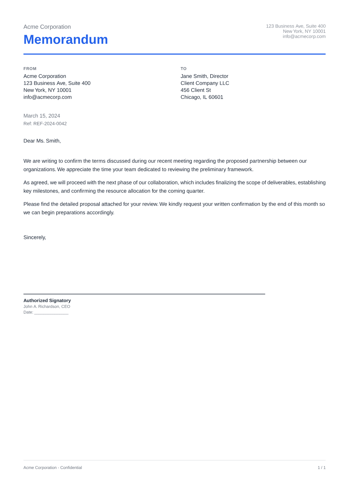 Memorandum - Clean theme