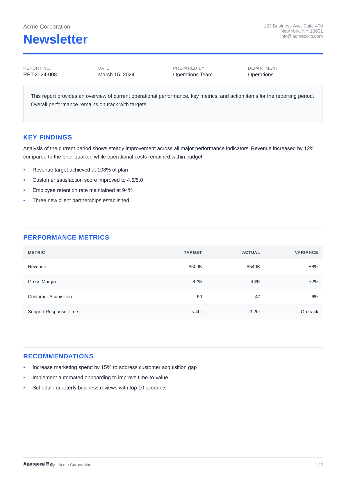 Newsletter - Clean theme