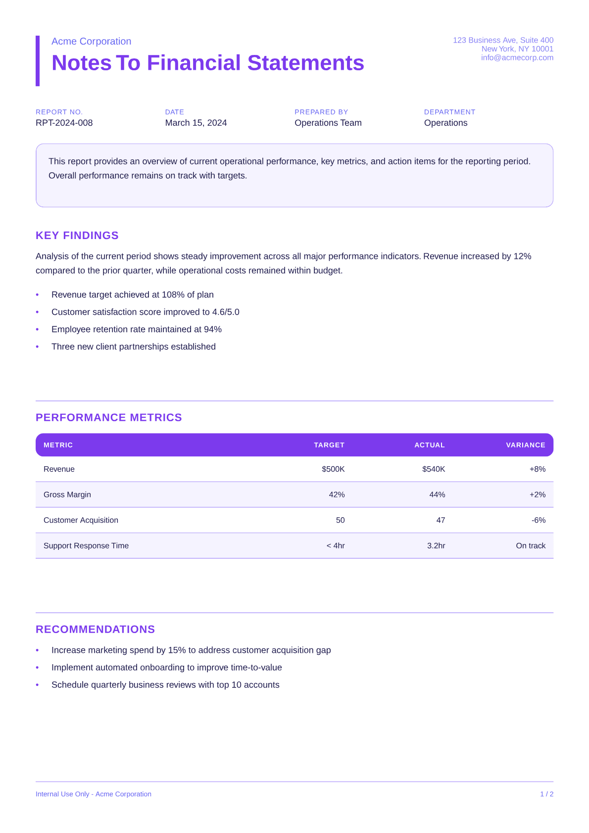 Notes to Financial Statements - Bold theme