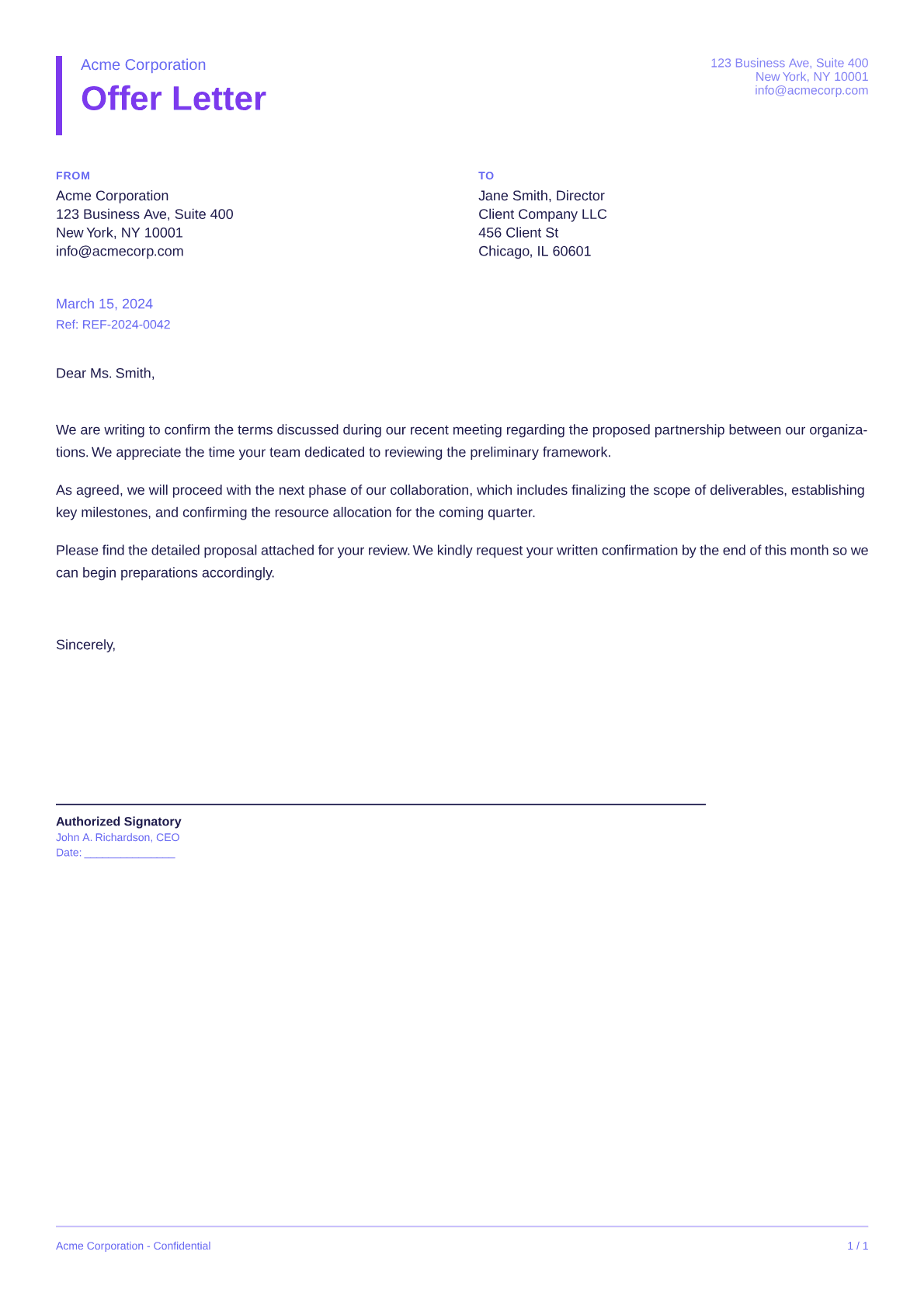 Offer Letter - Bold theme