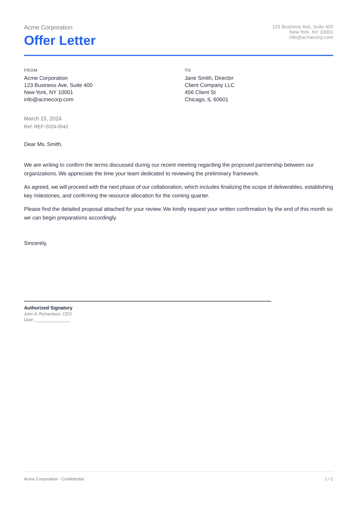 Offer Letter - Clean theme