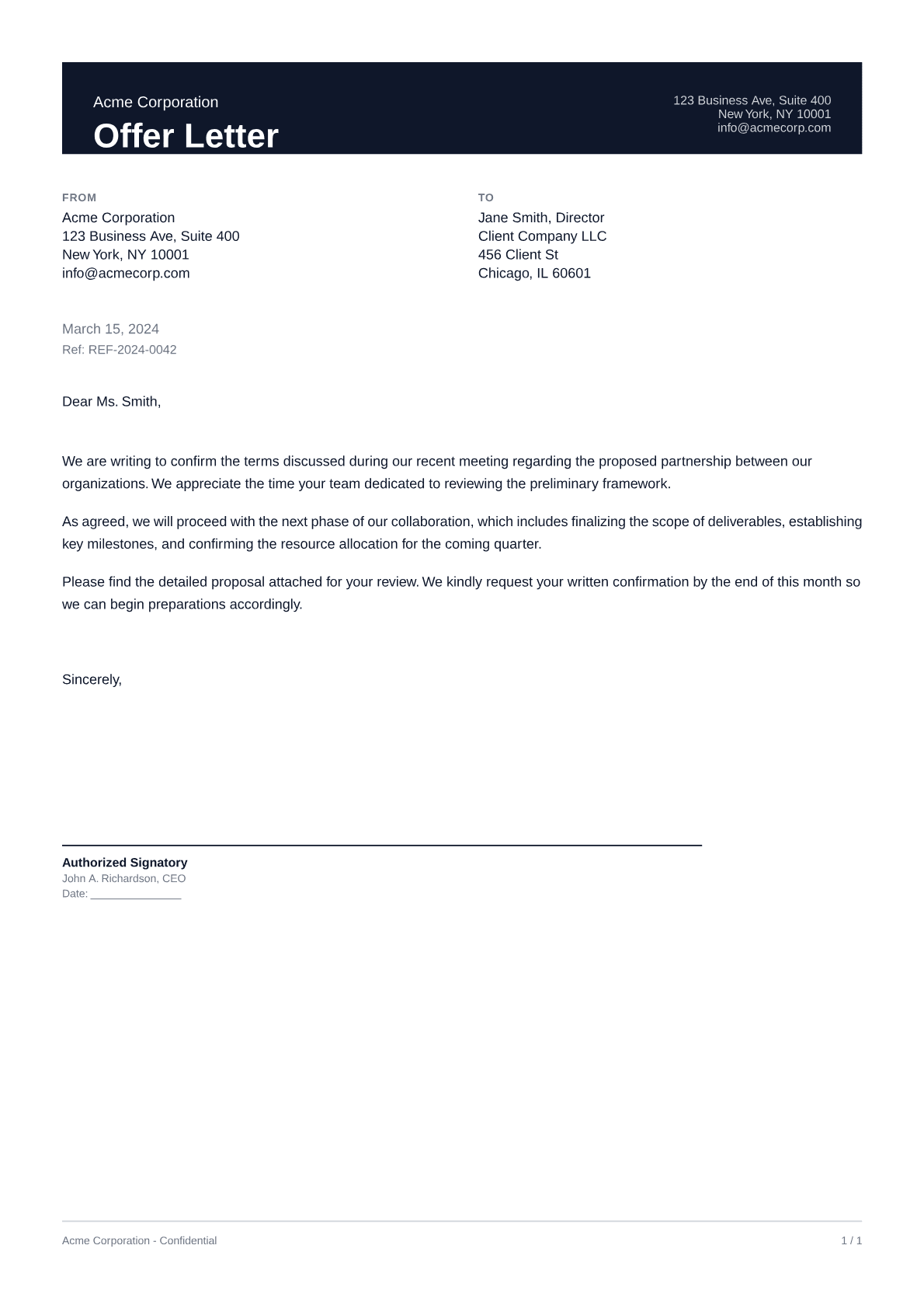 Offer Letter - Professional theme