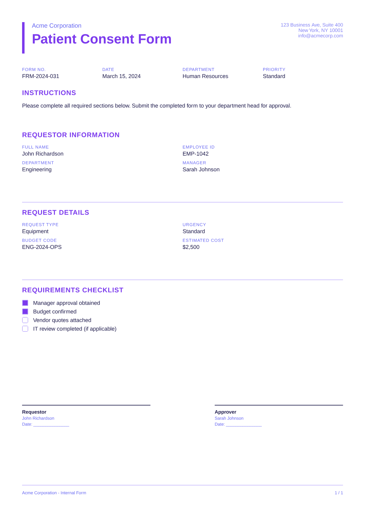 Patient Consent Form - Bold theme