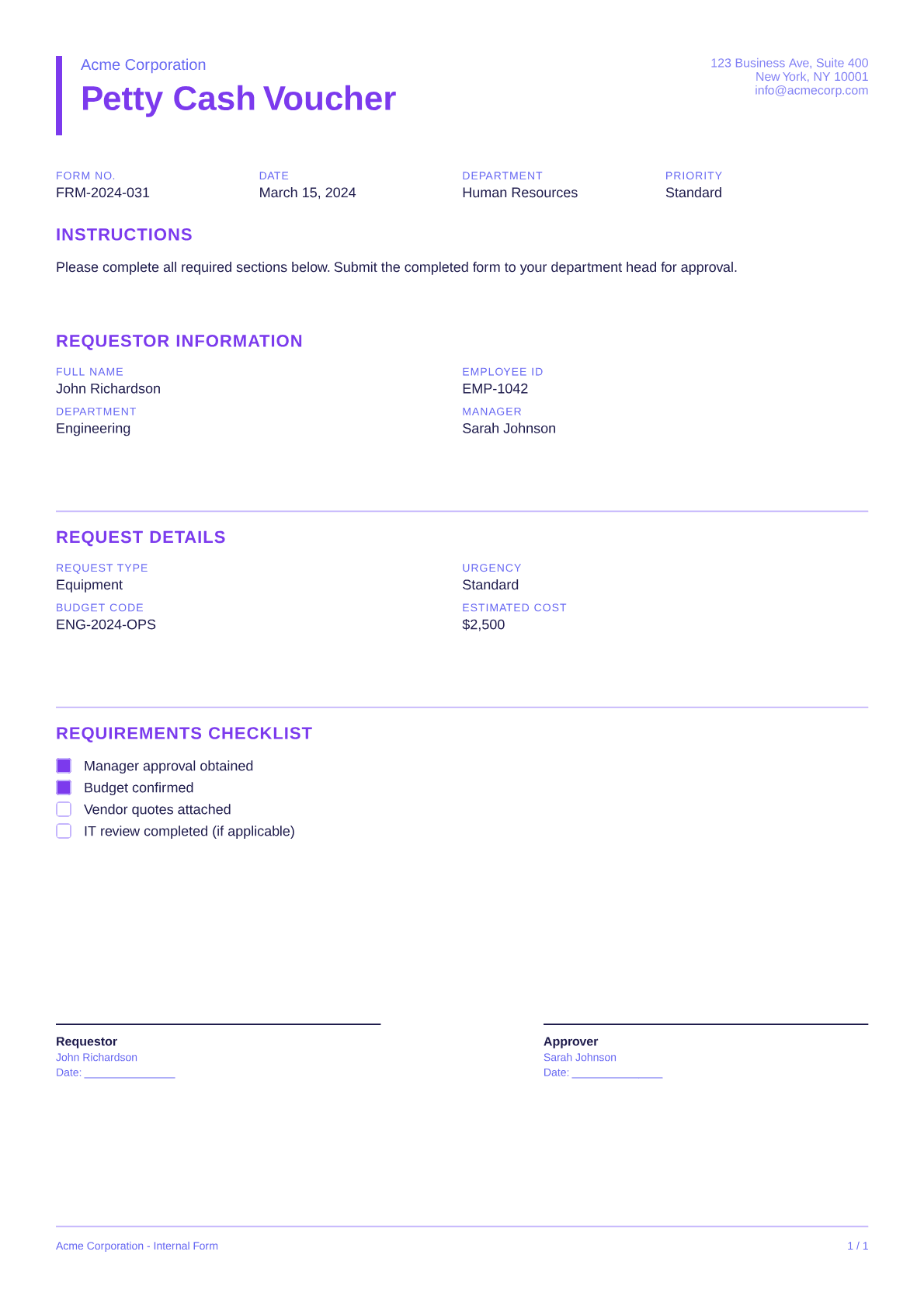 Petty Cash Voucher - Bold theme