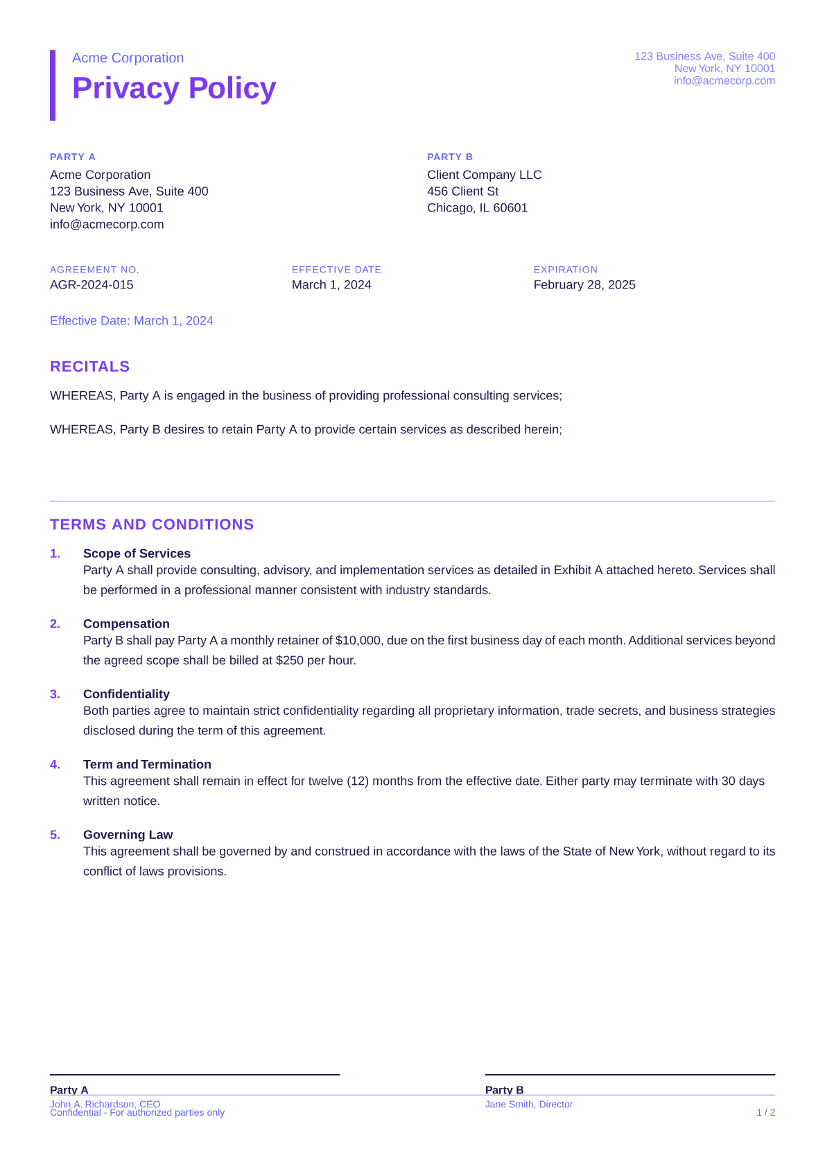 Privacy Policy - Bold theme