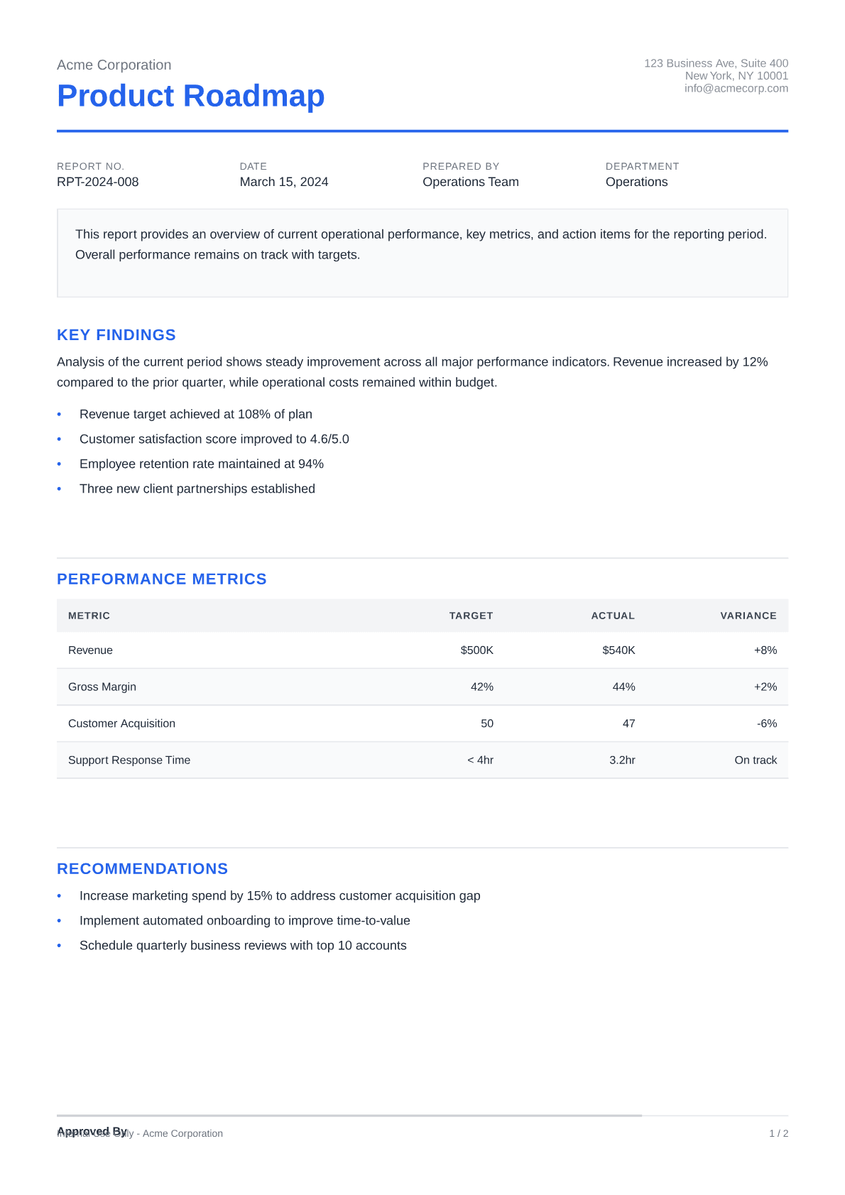 Product Roadmap - Clean theme