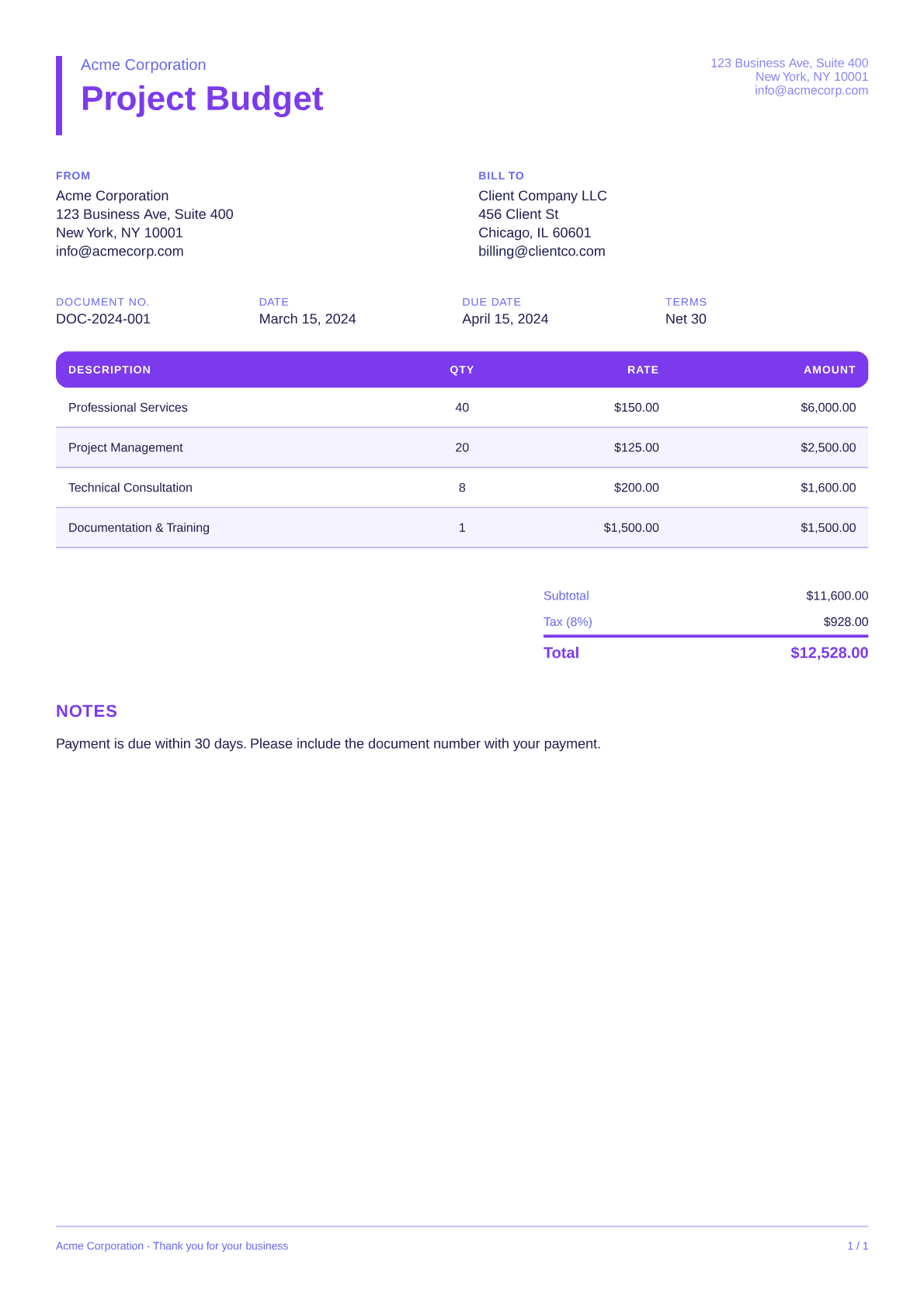 Project Budget - Bold theme