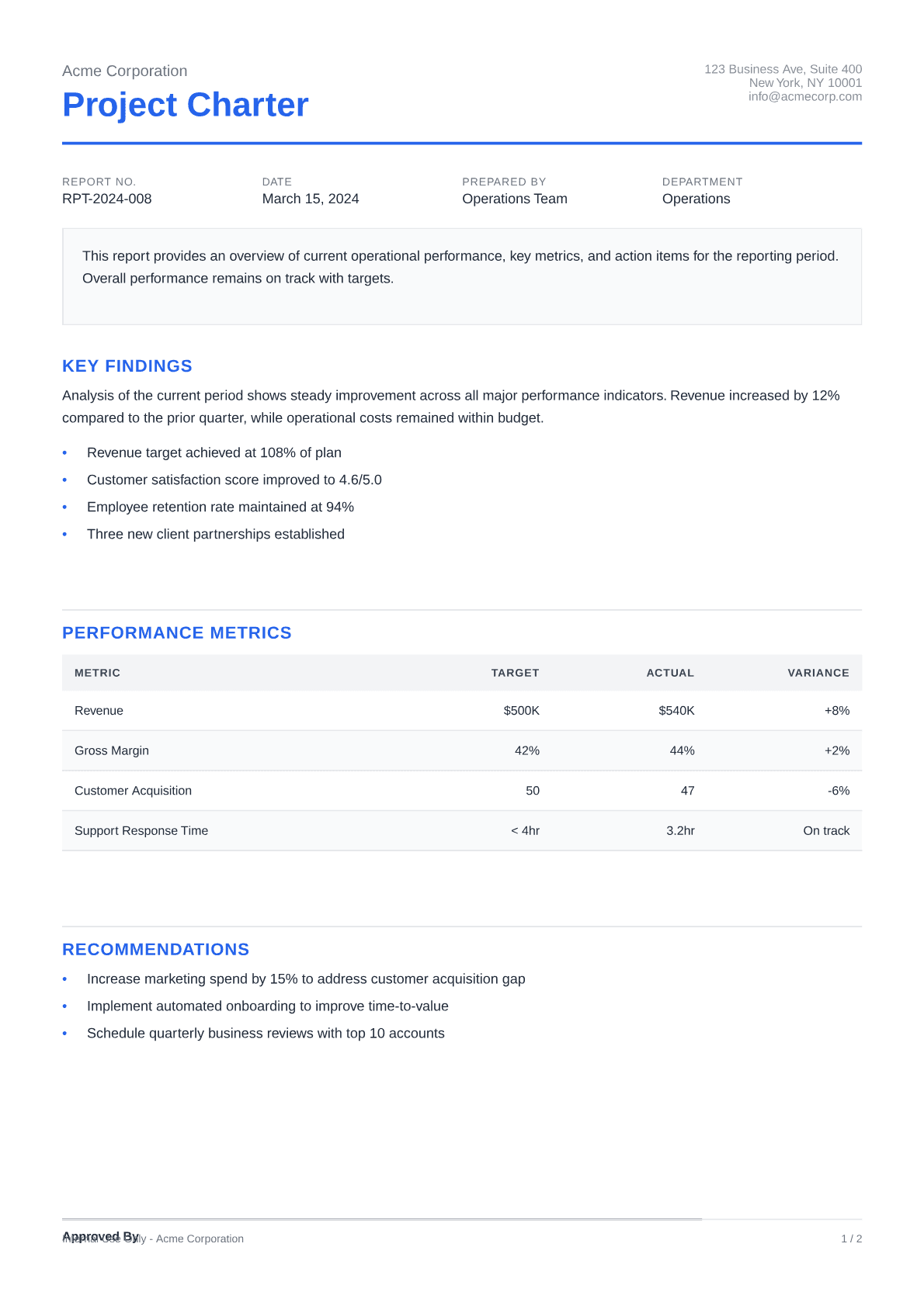Project Charter - Clean theme