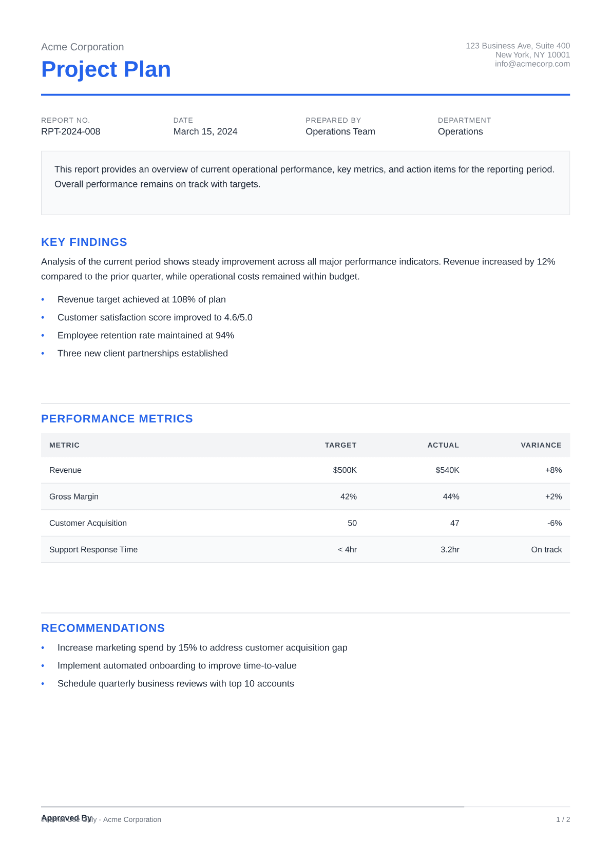 Project Plan - Clean theme