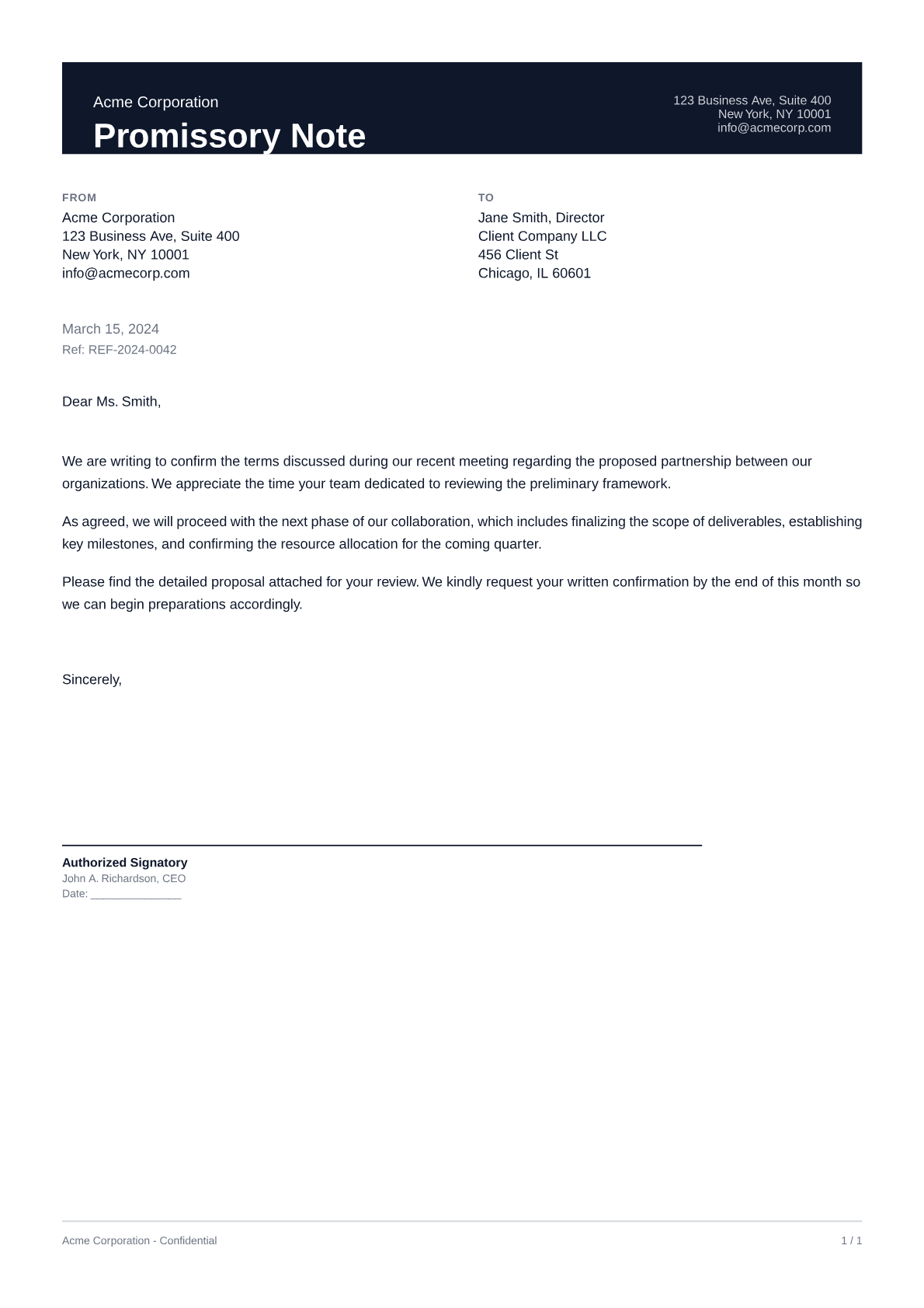 Promissory Note - Professional theme