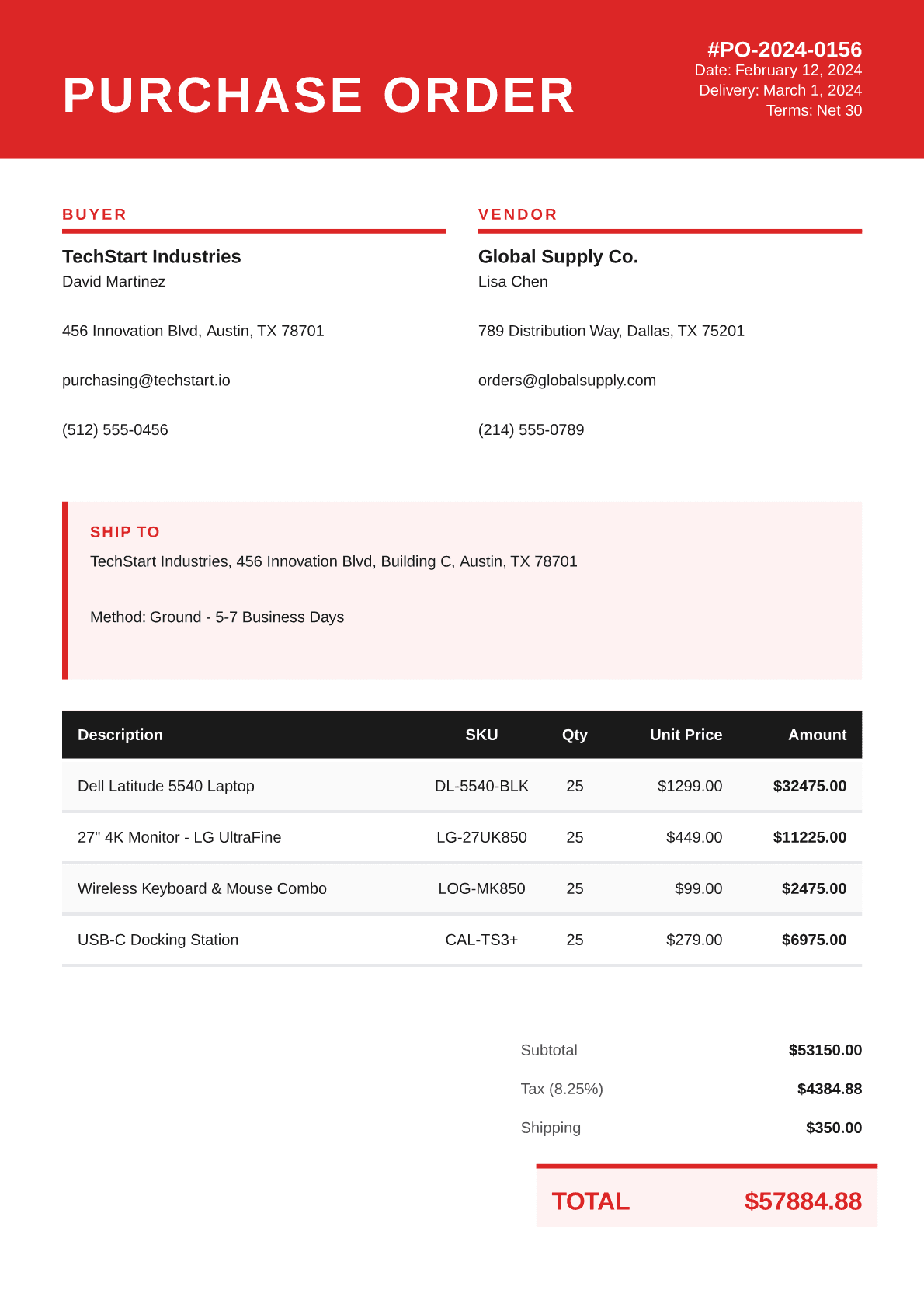 Bold purchase-order template preview