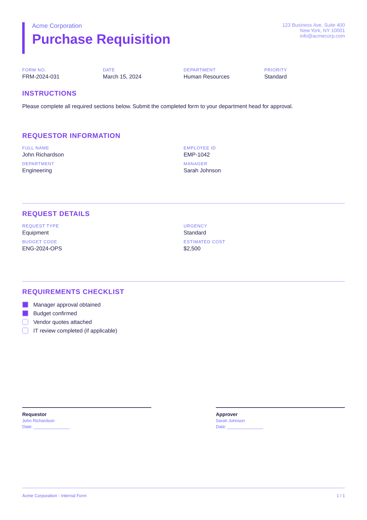 Purchase Requisition - Bold theme