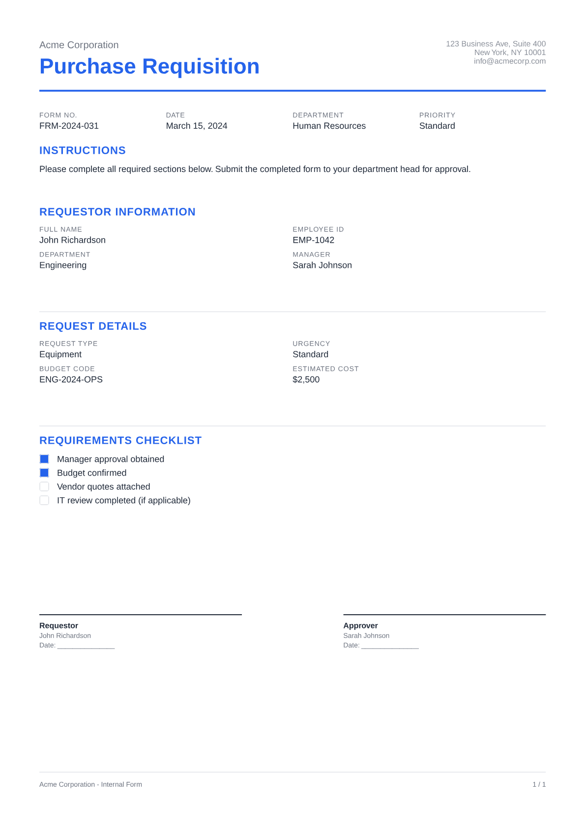 Purchase Requisition - Clean theme