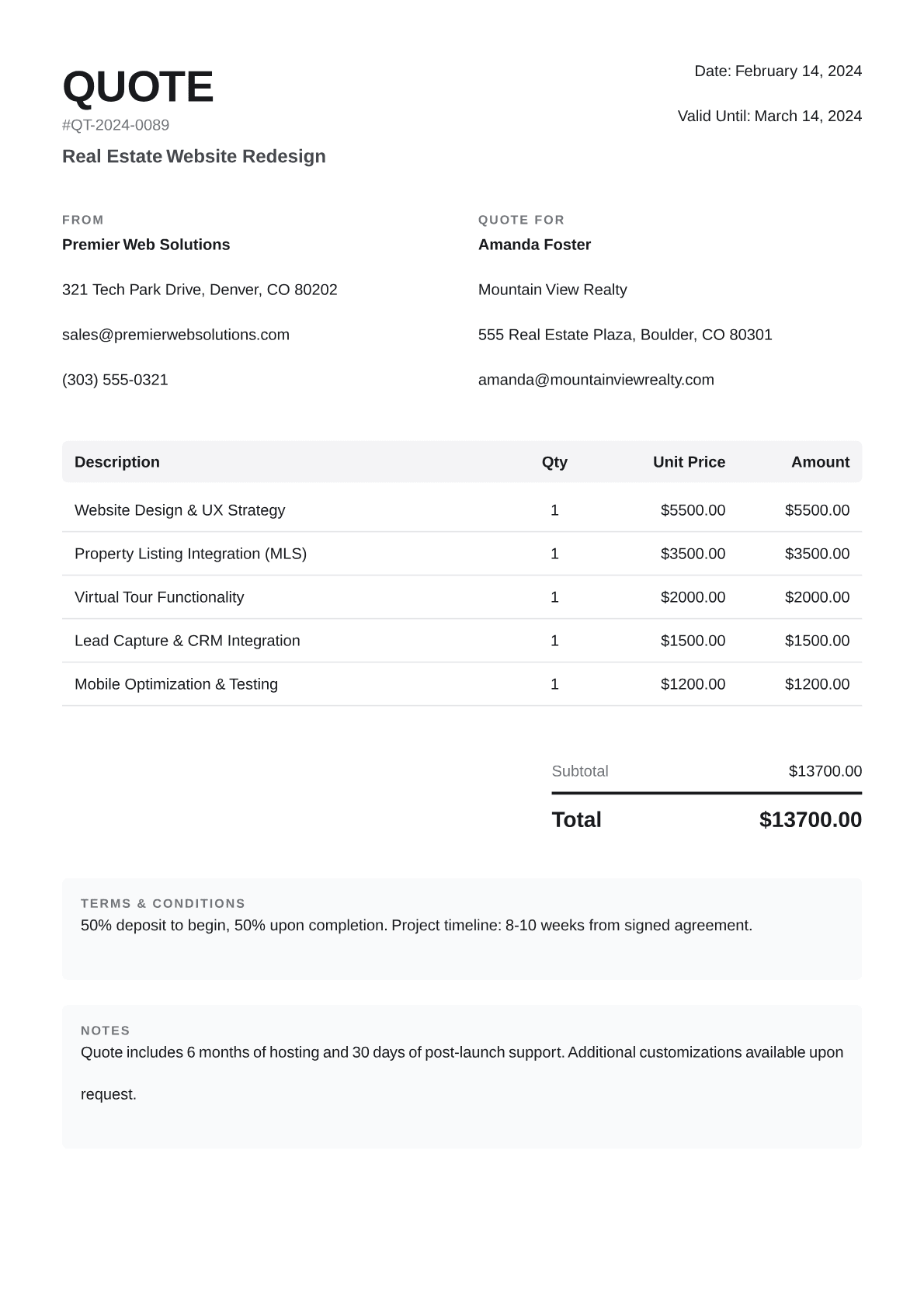 Clean quote template preview