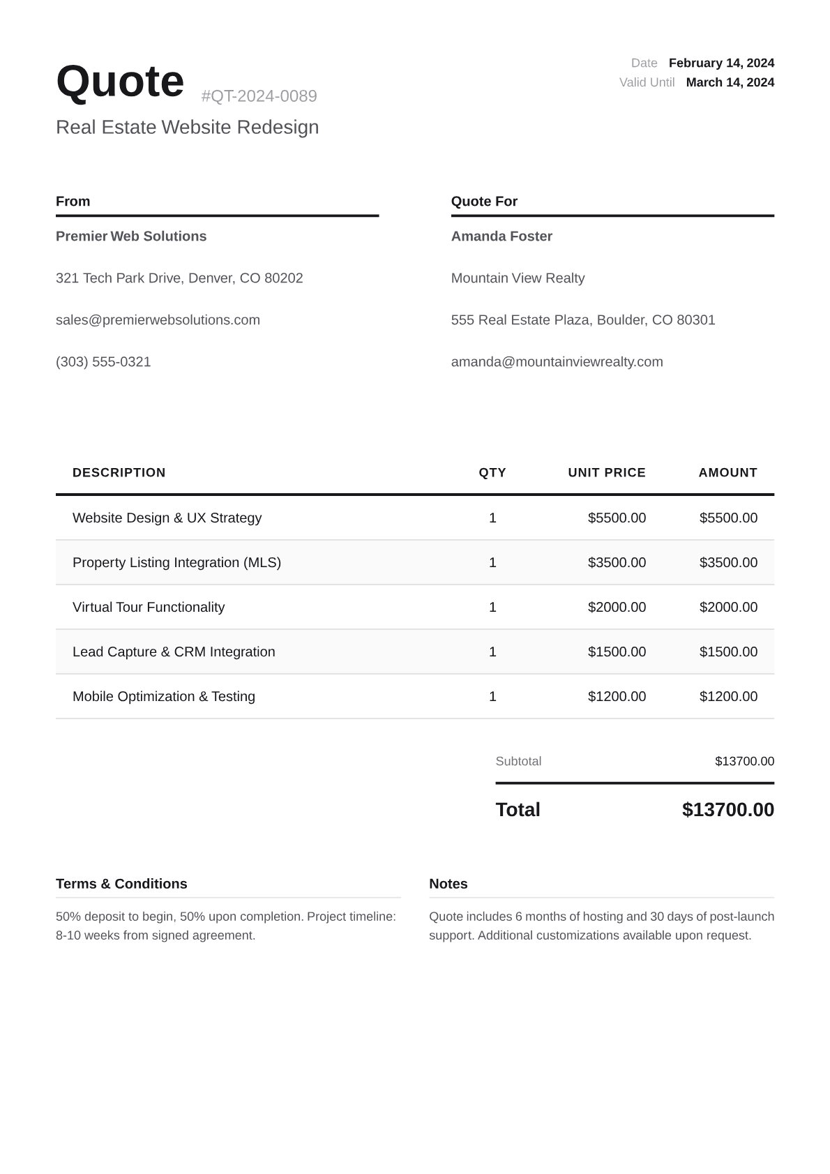 Modern quote template preview