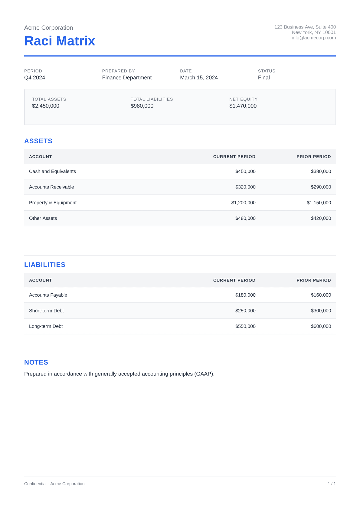 RACI Matrix - Clean theme