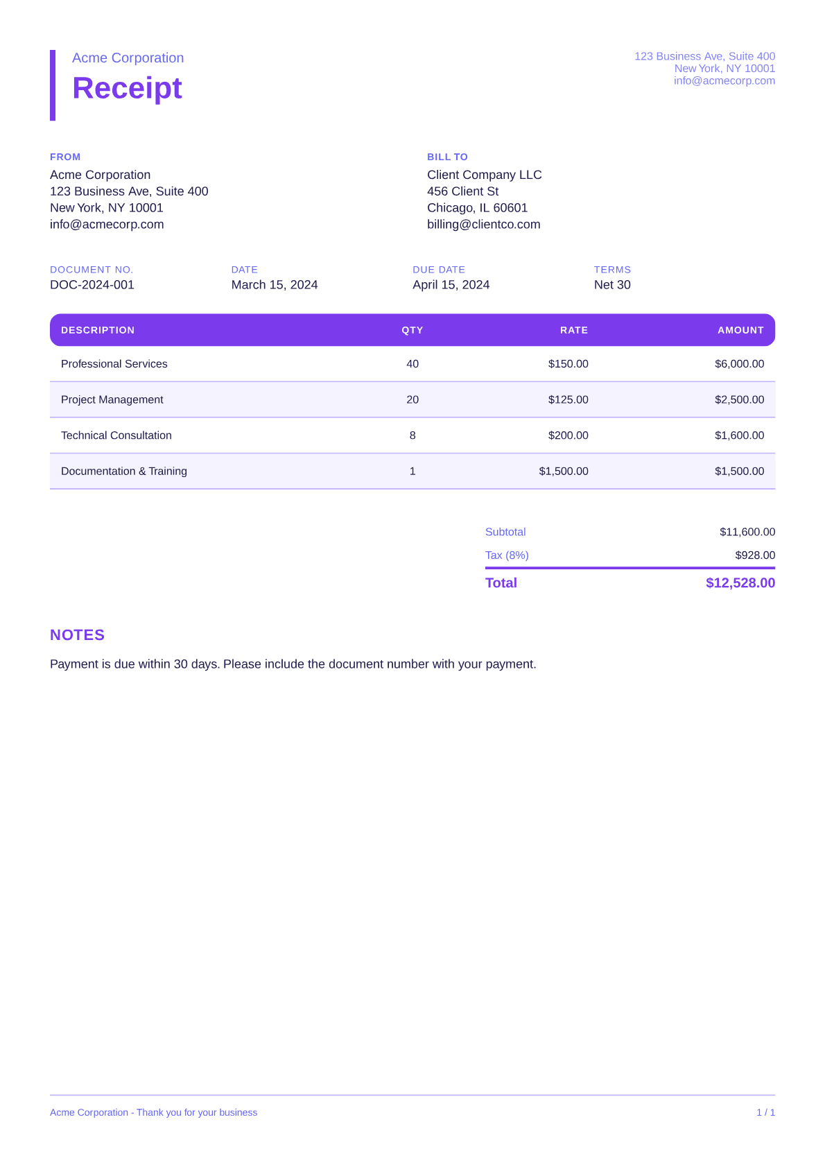 Receipt - Bold theme