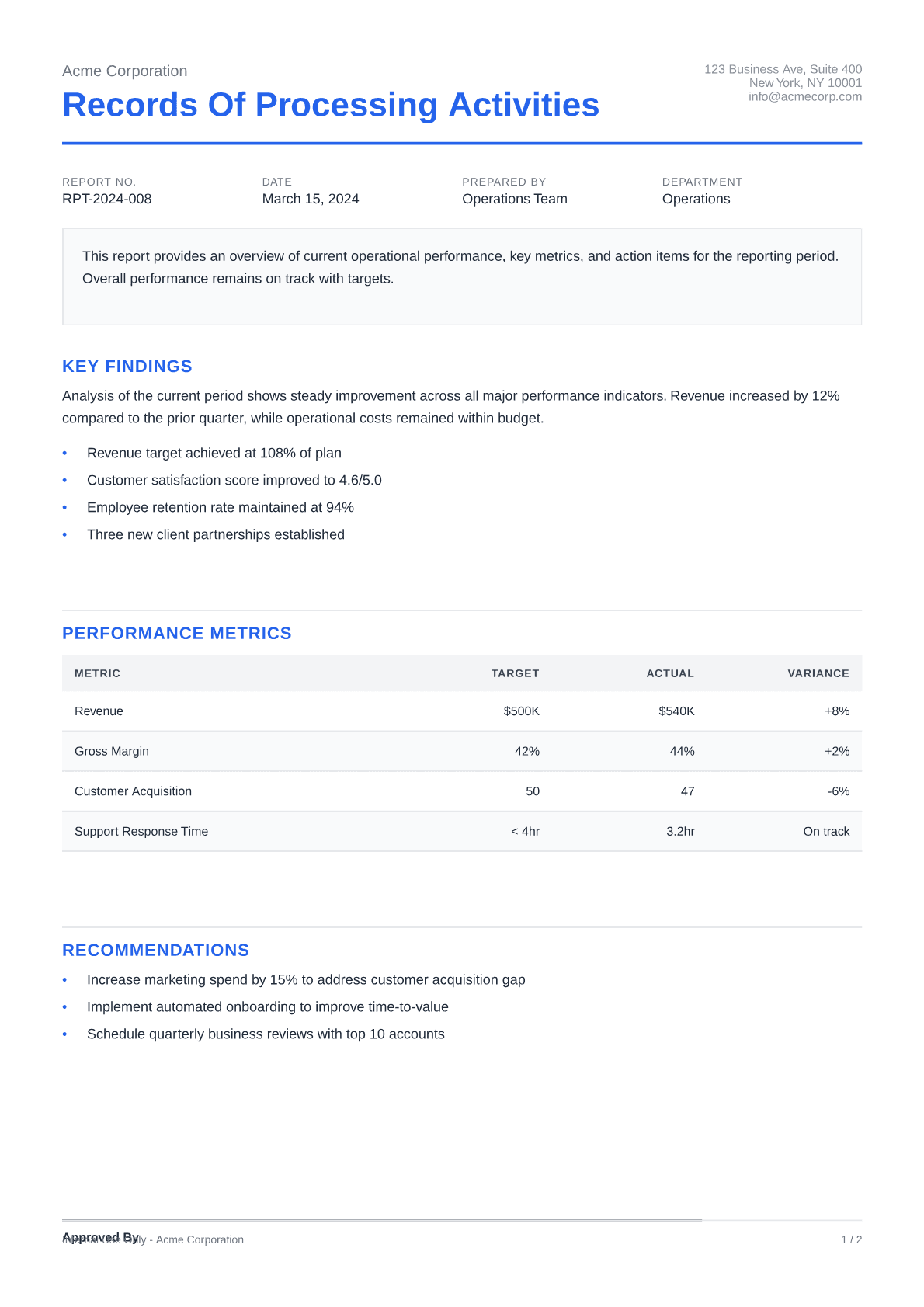 Records of Processing Activities - Clean theme