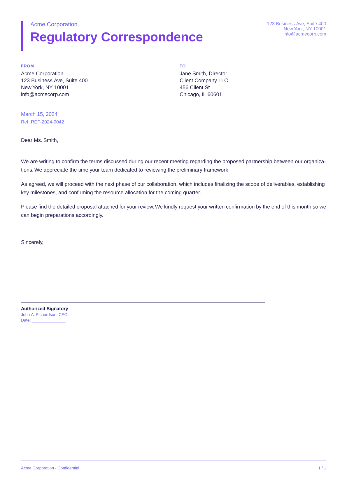 Regulatory Correspondence - Bold theme