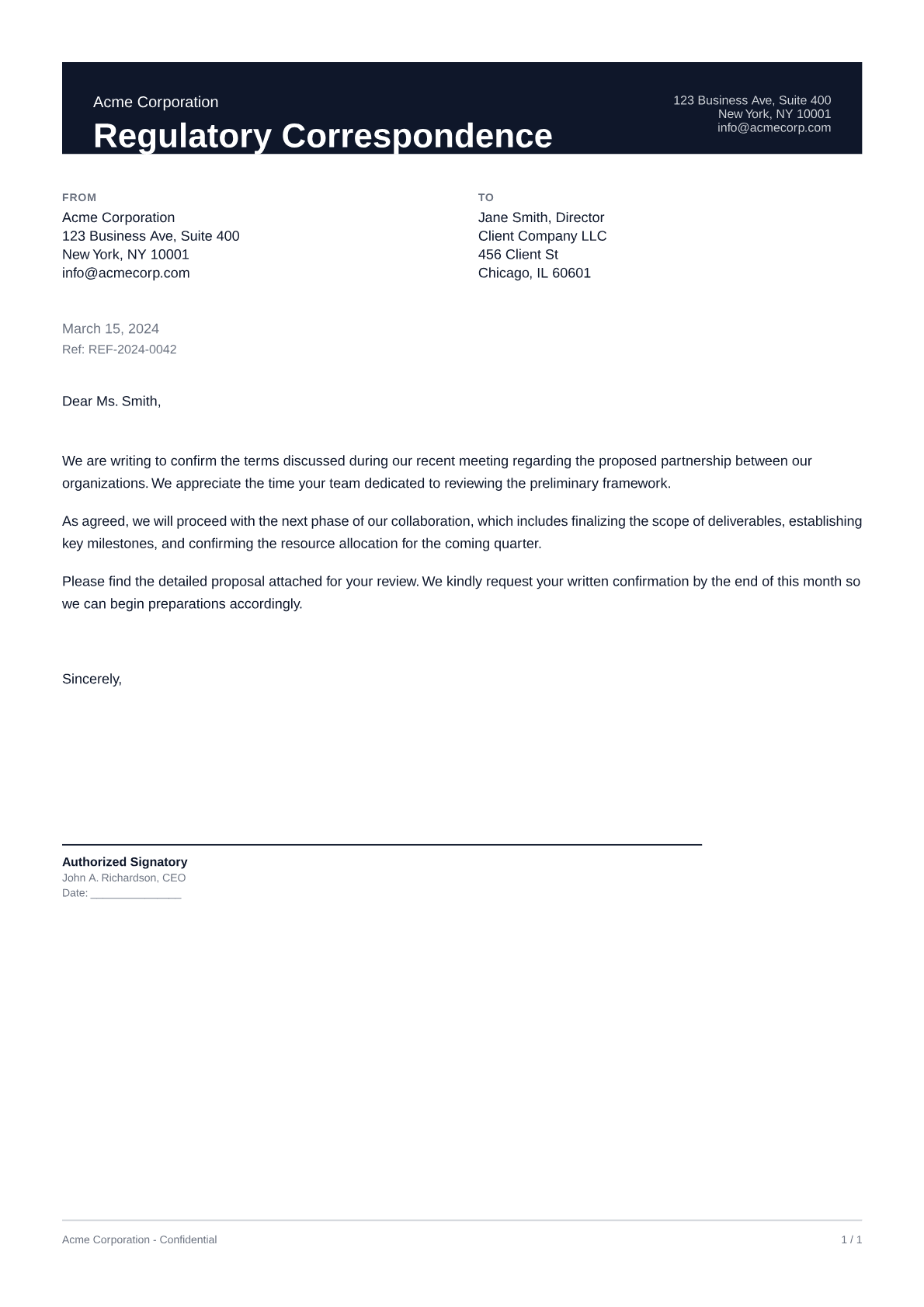 Regulatory Correspondence - Professional theme