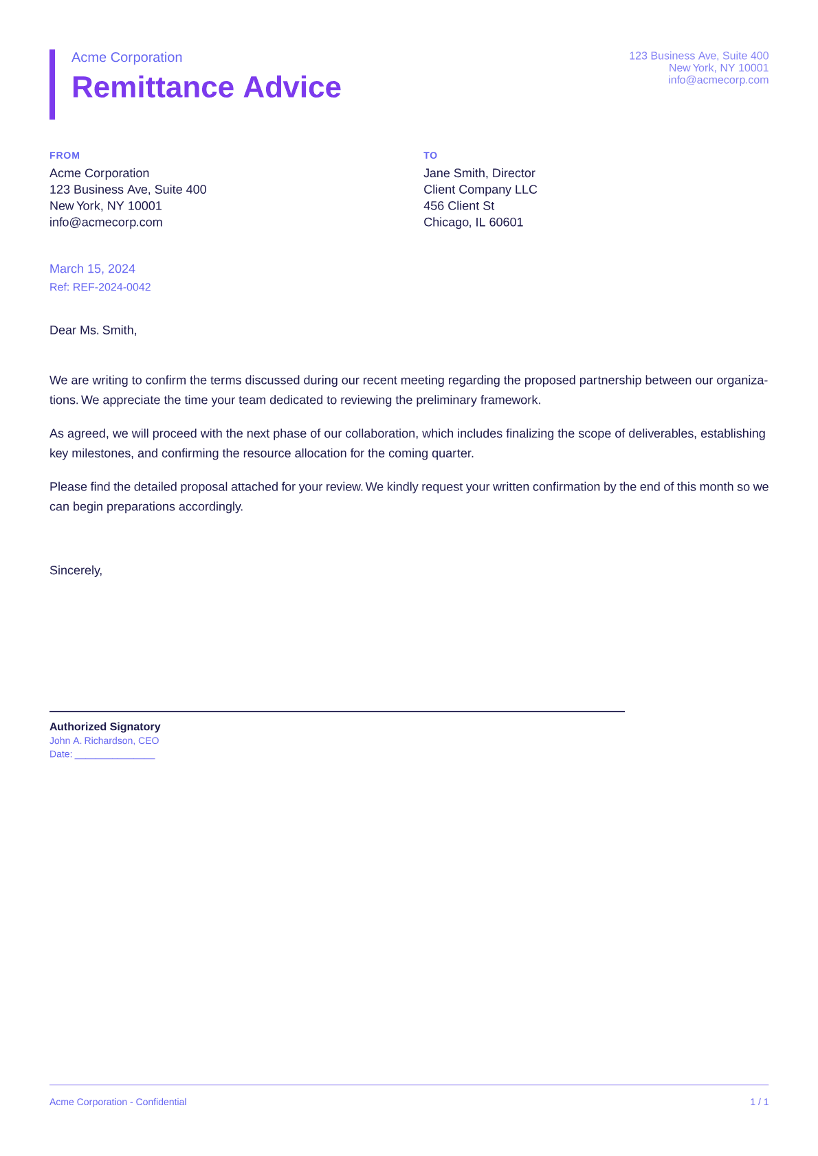 Remittance Advice - Bold theme