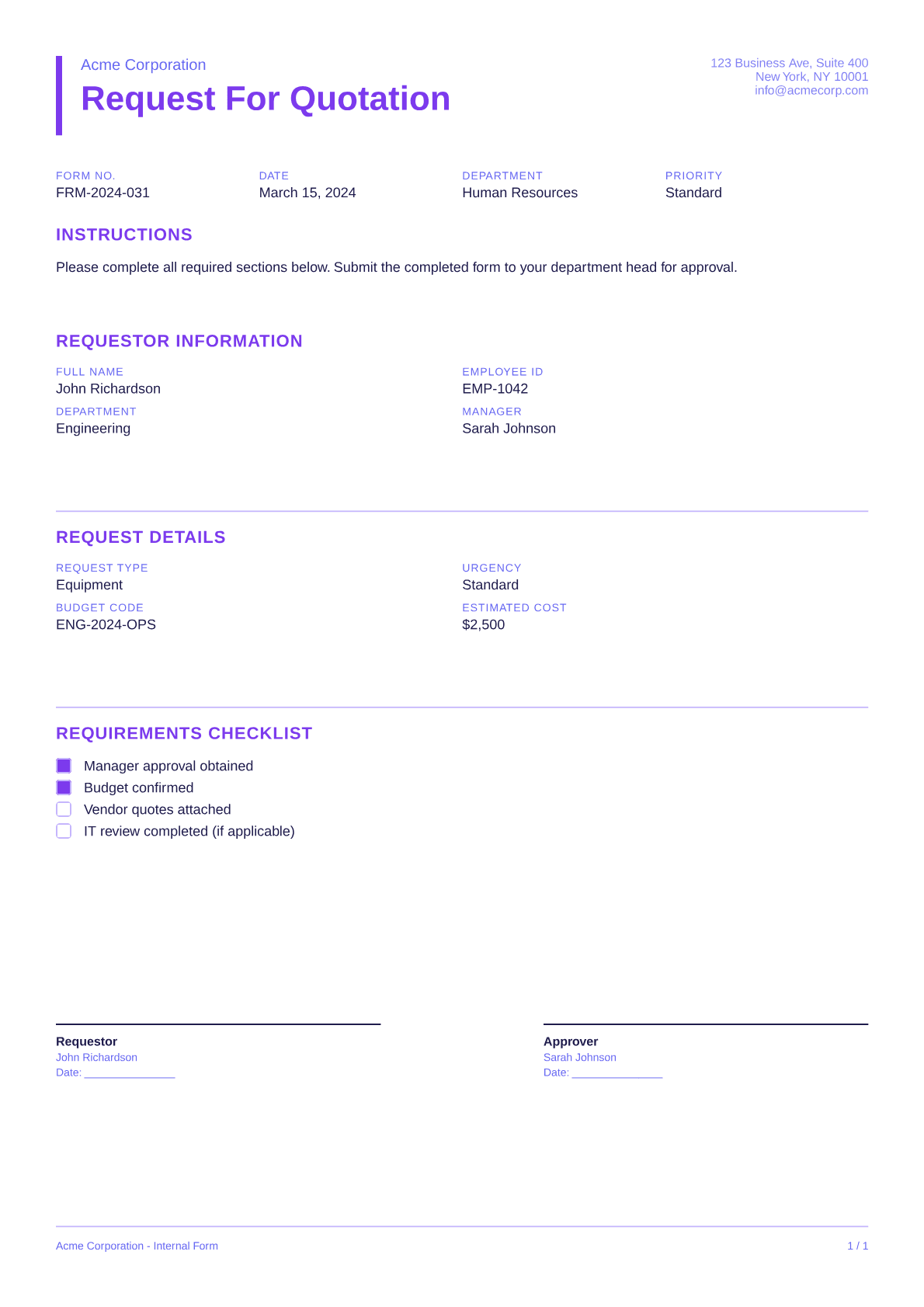 Request for Quotation - Bold theme