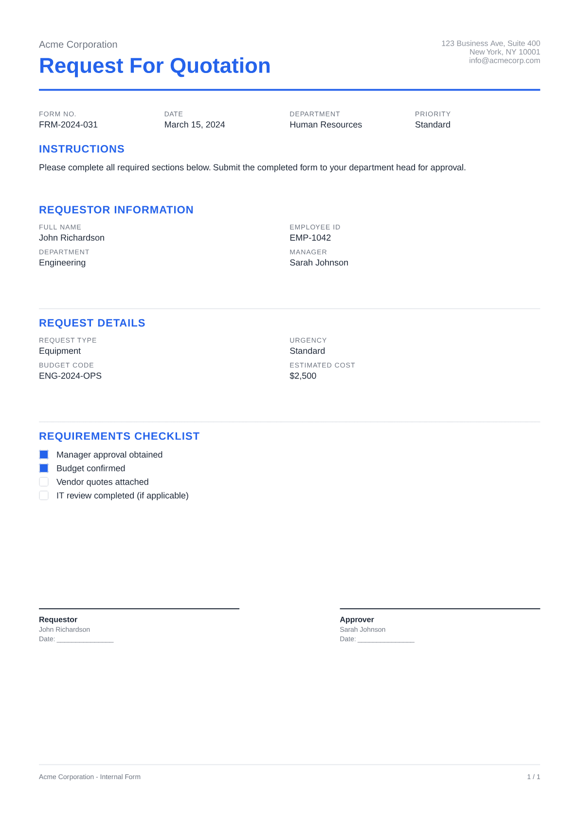 Request for Quotation - Clean theme