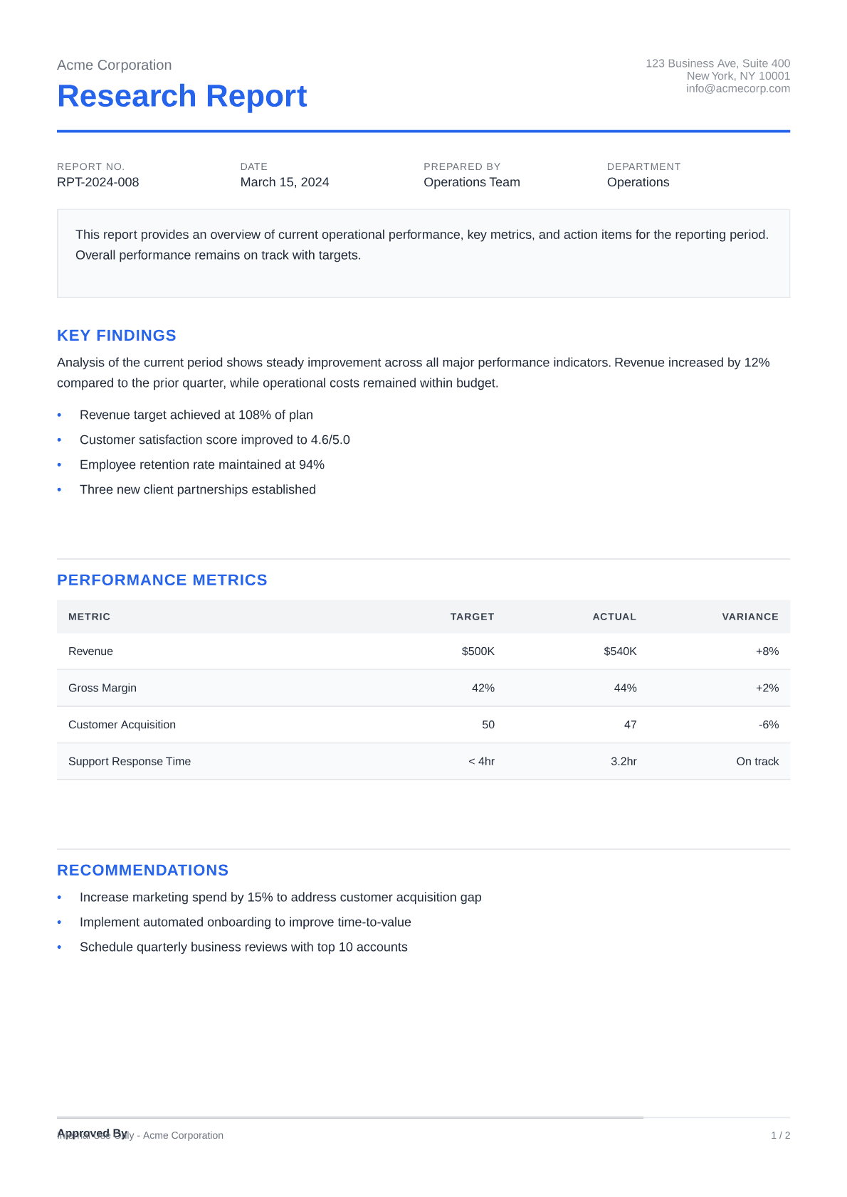 Research Report - Clean theme