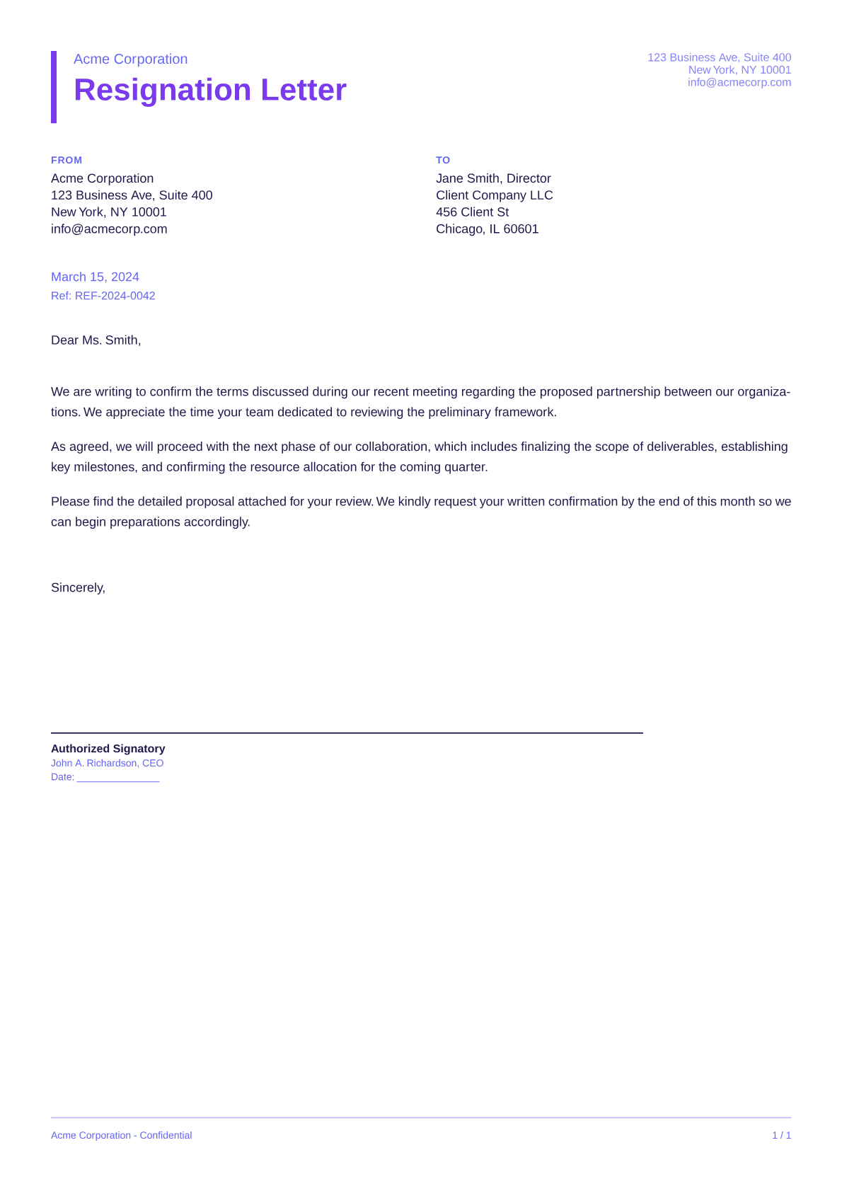 Resignation Letter - Bold theme