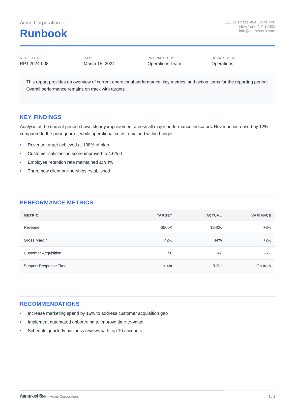 Runbook - Clean theme