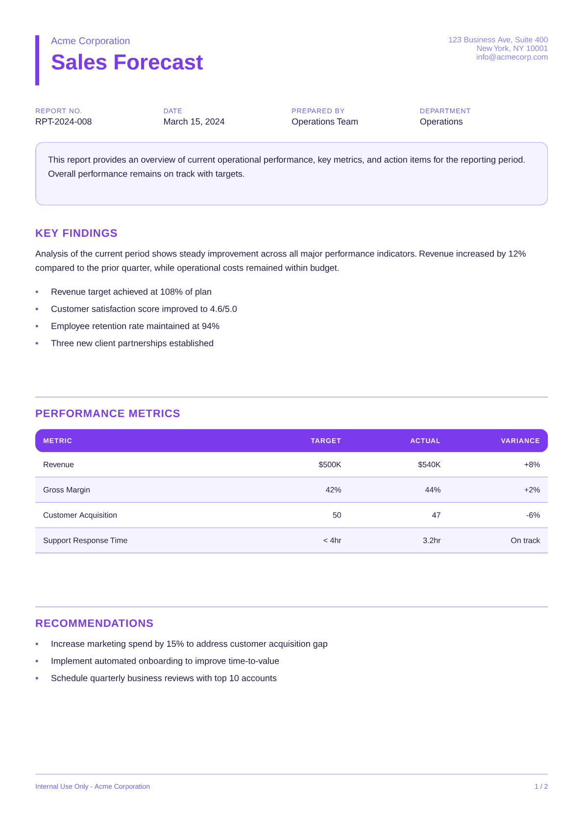 Sales Forecast - Bold theme