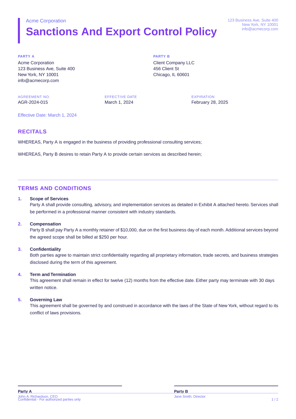 Sanctions and Export Control Policy - Bold theme