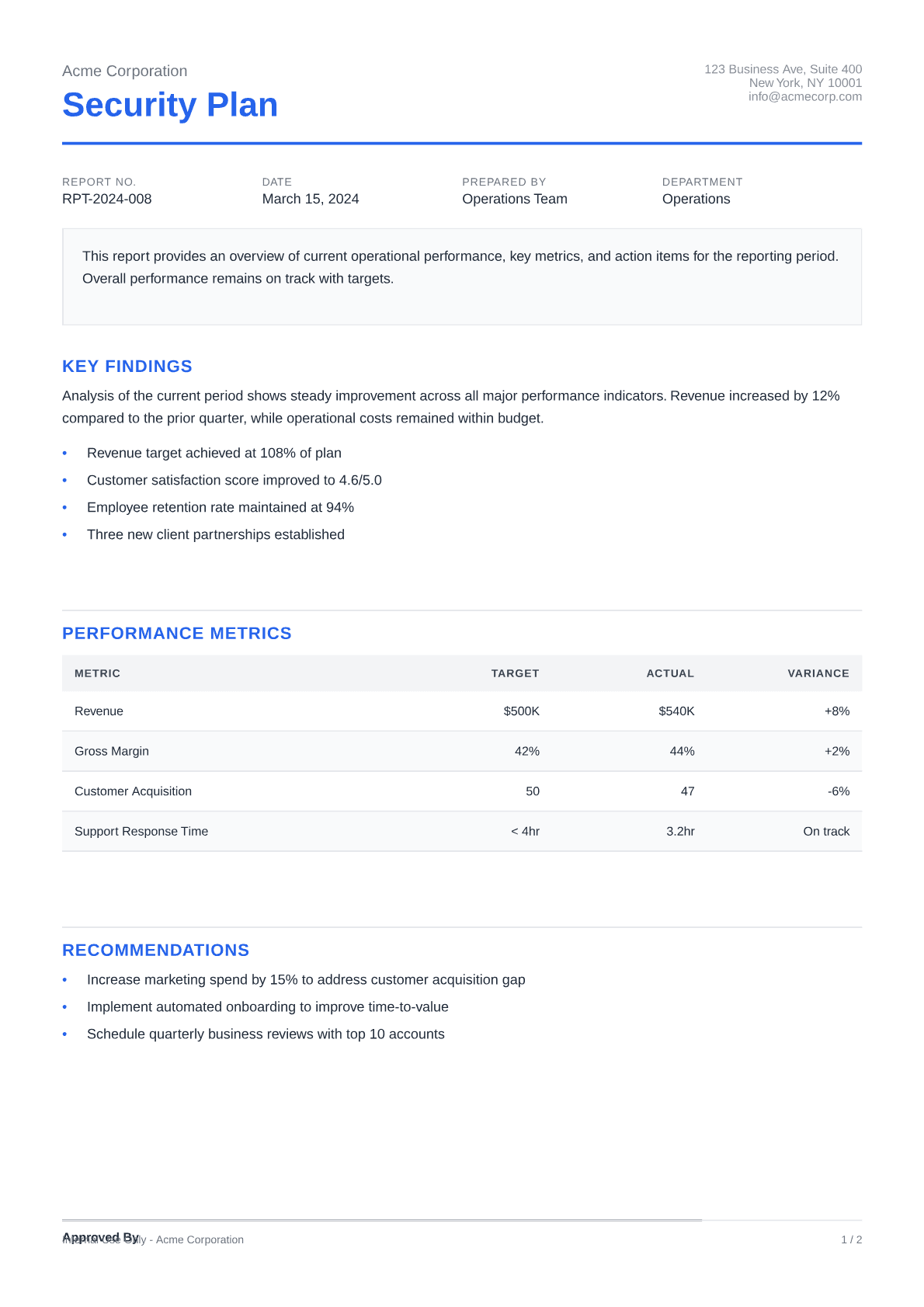Security Plan - Clean theme