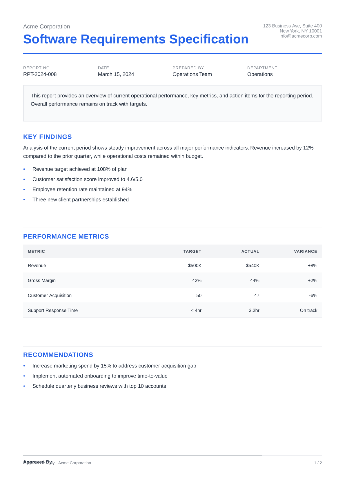 Software Requirements Specification - Clean theme