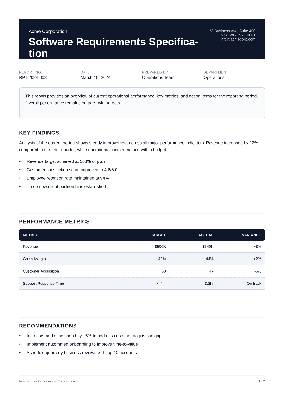 Software Requirements Specification - Professional theme