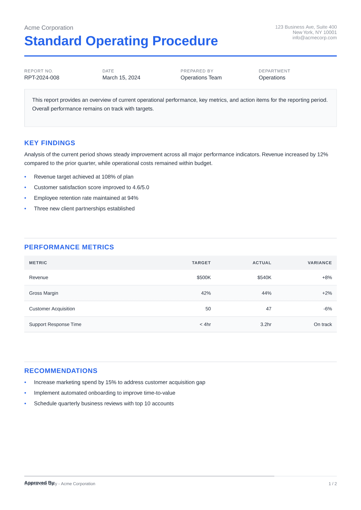 Standard Operating Procedure - Clean theme