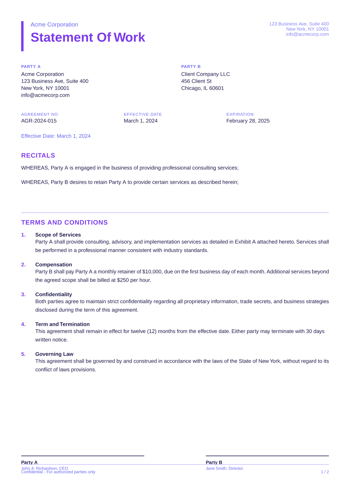 Statement of Work - Bold theme
