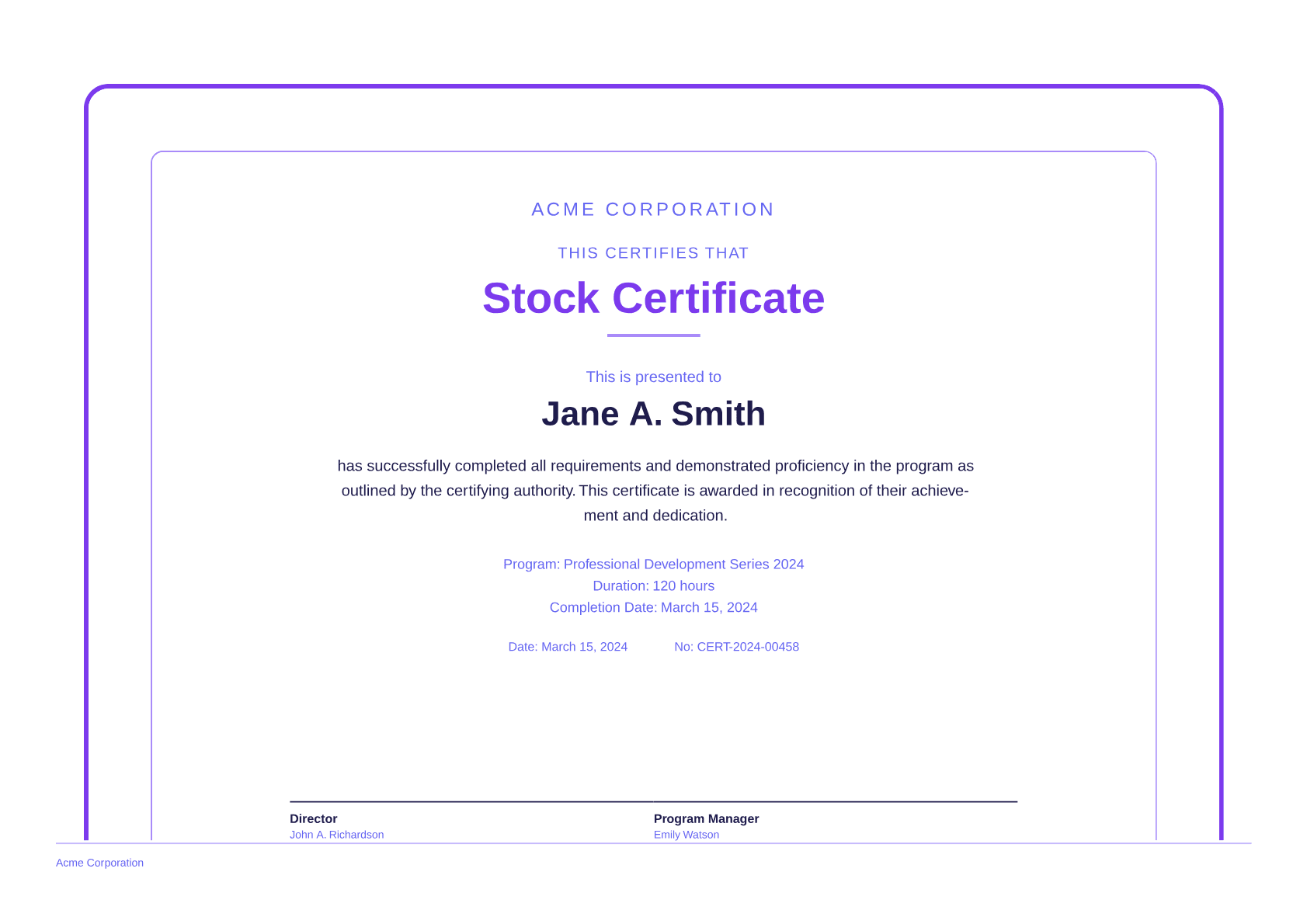 Stock Certificate - Bold theme