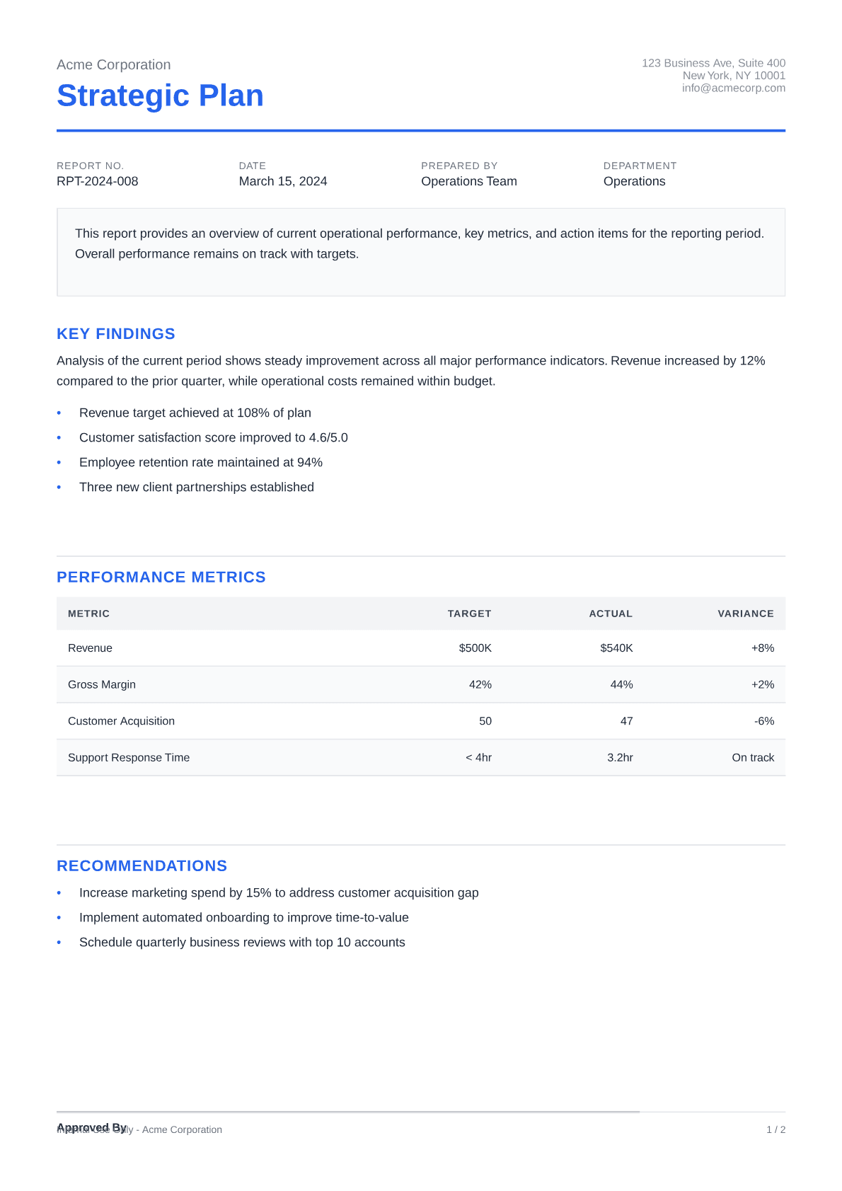 Strategic Plan - Clean theme