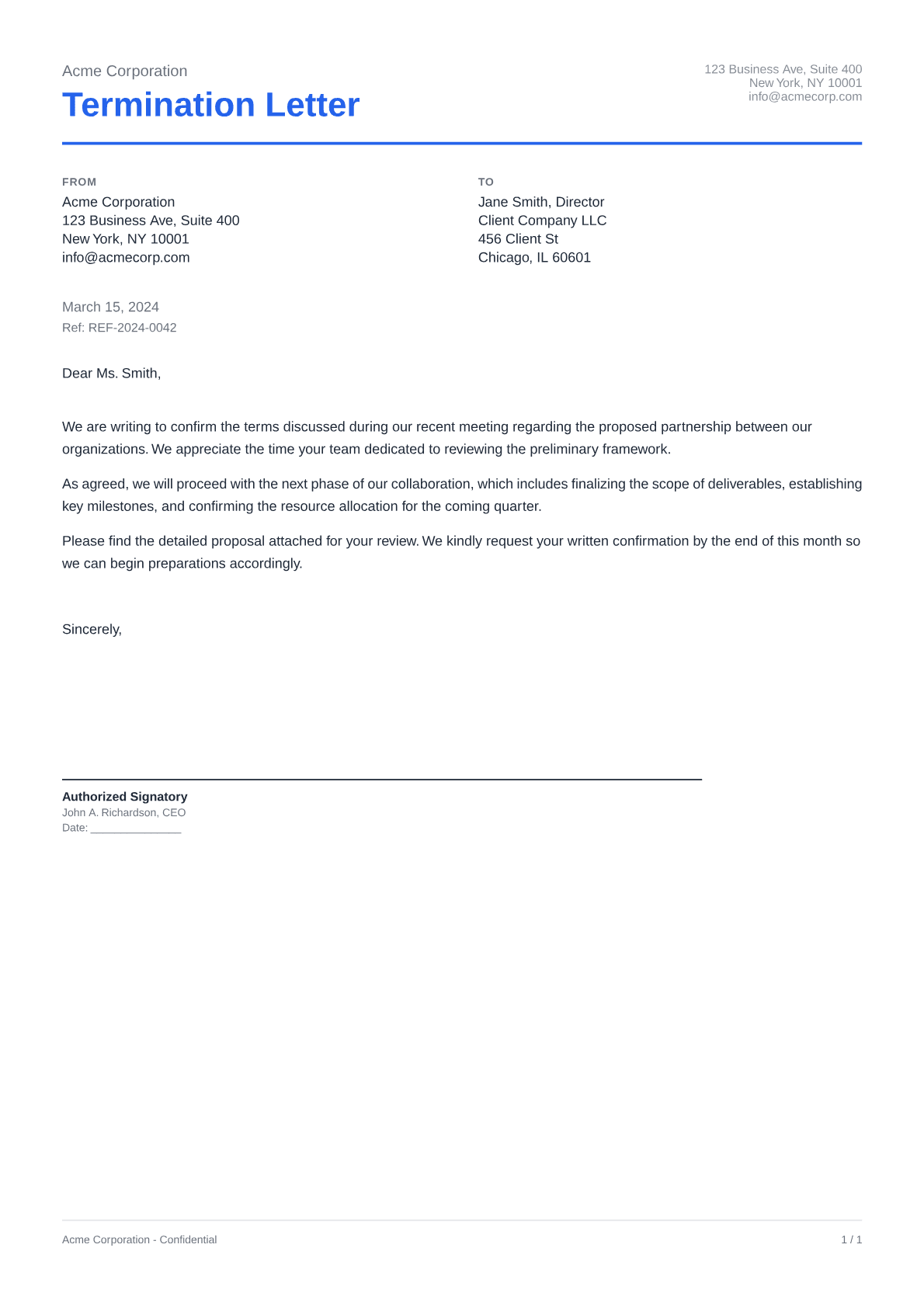 Termination Letter - Clean theme