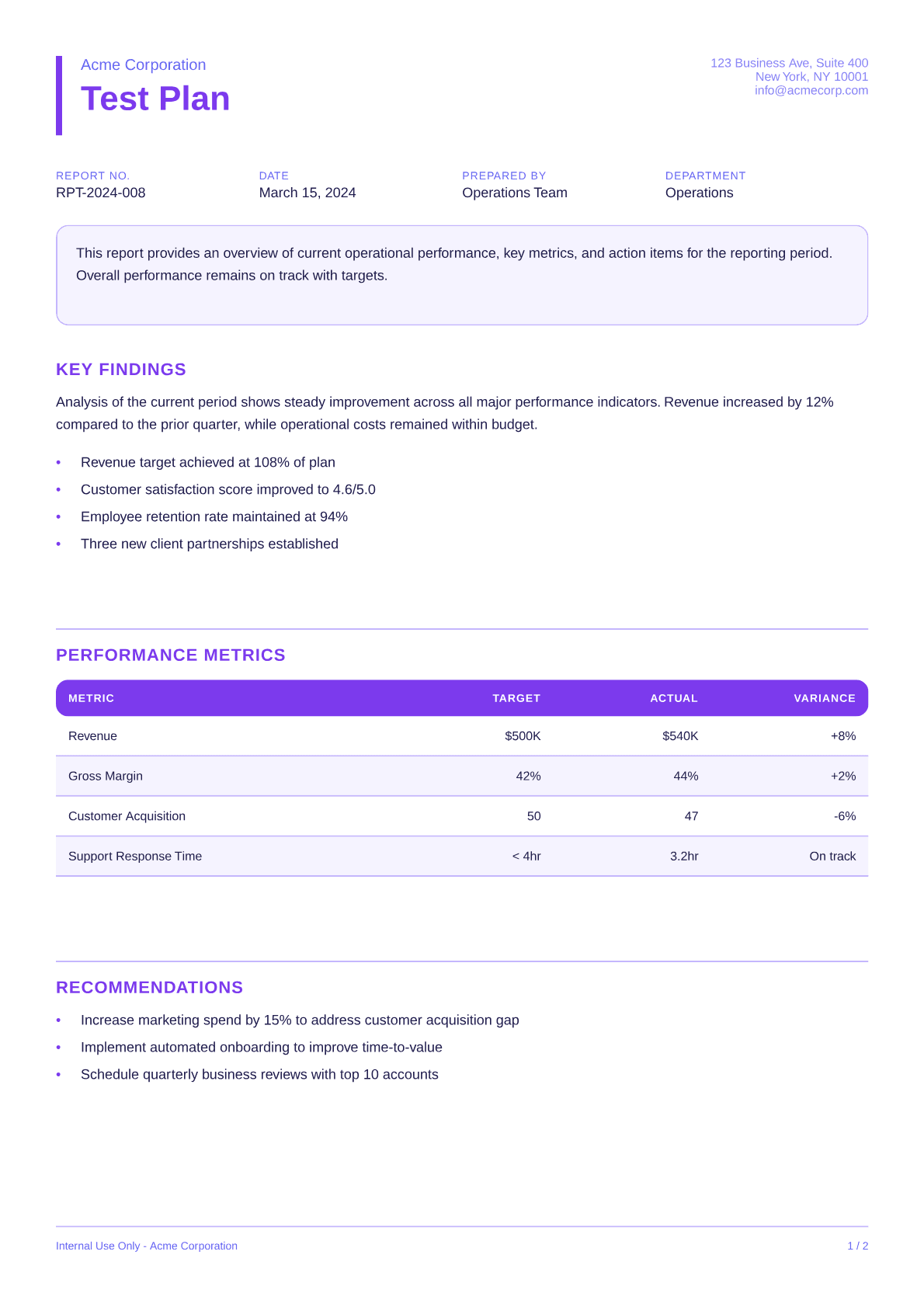 Test Plan - Bold theme