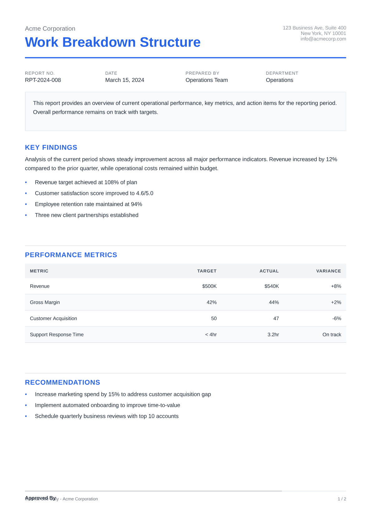 Work Breakdown Structure - Clean theme