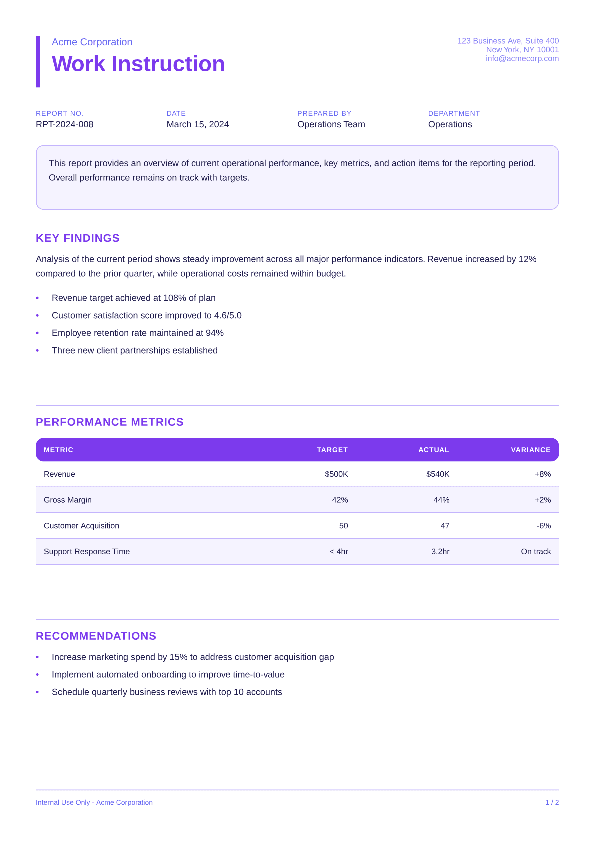 Work Instruction - Bold theme