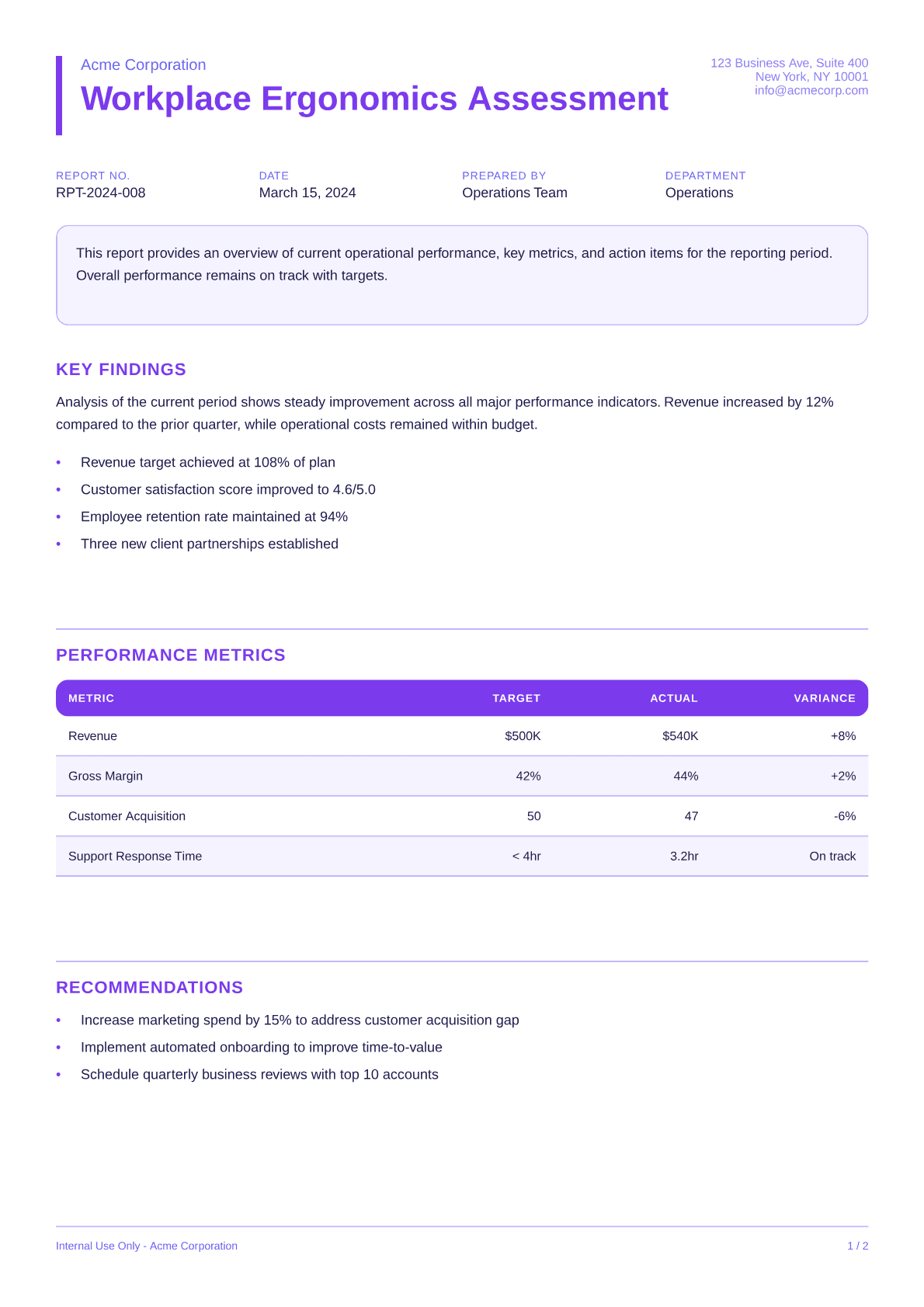 Workplace Ergonomics Assessment - Bold theme