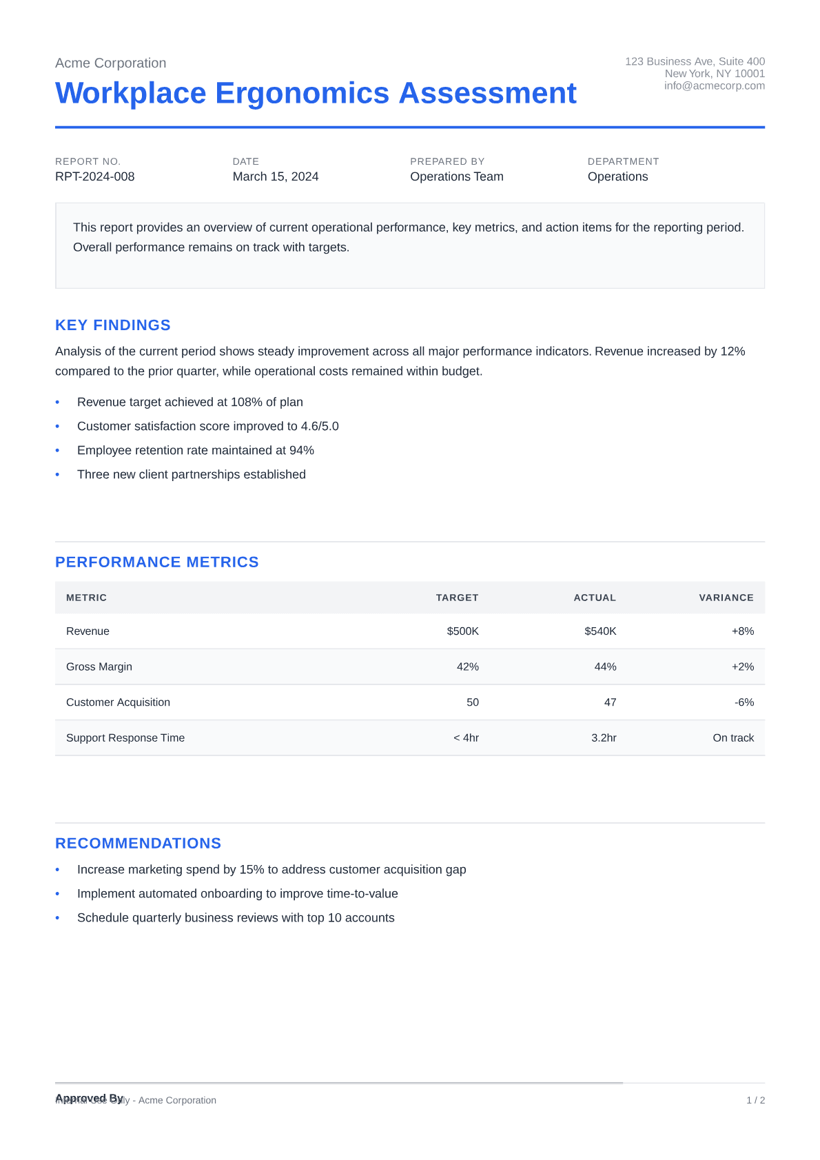 Workplace Ergonomics Assessment - Clean theme